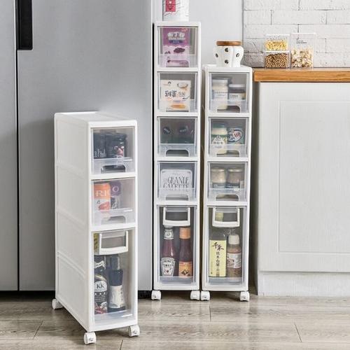 夹缝收纳柜免安装厨房缝隙柜抽屉式储物柜浴室卫生间窄缝柜置物架