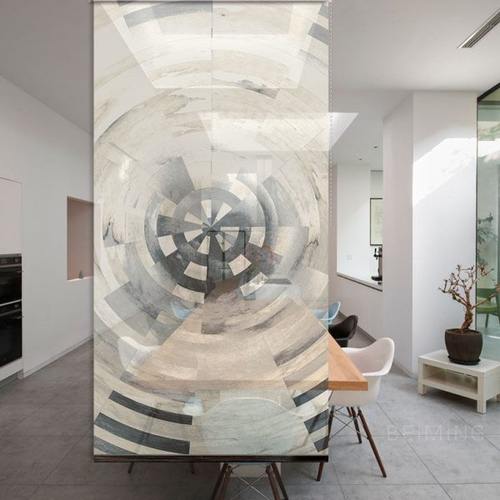 简约抽象北欧屏风帘半透明纱幔卷帘软隔断帘空调挡风帘窗帘门帘