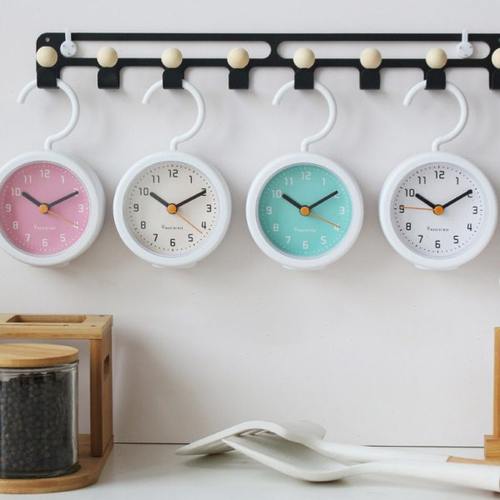 MJK2023新款简约浴室小时钟创意厨房防水表摆件小挂钟静音免打孔