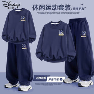 迪士尼男童卫衣套装2026春秋新款中童圆领上衣男孩春装儿童阔腿裤
