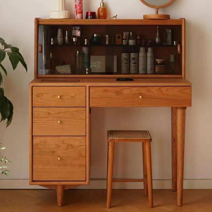 日式简约樱桃木梳妆台现代全实木小户型卧室化妆桌书桌化妆台原木