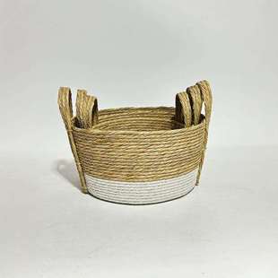 厂家加固款手提编织筐草编织超市购物篮子藤编卧室杂物储物篮