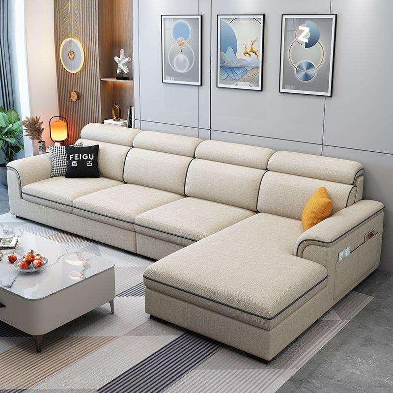 布艺沙发客厅小户型简约现代免洗科技猫抓皮整装沙发家庭亚马逊