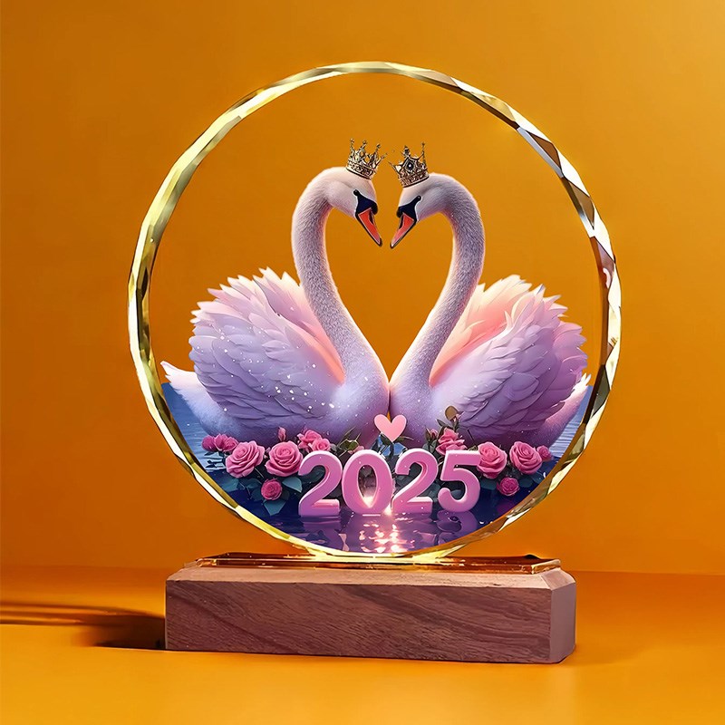 百年好合水晶摆件一对天鹅家居装饰客厅新房O送礼开业入宅乔迁礼