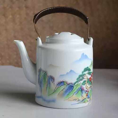 汝窑开片提梁壶大容量泡茶壶带滤网过滤壶酒店餐馆用凉水热水壶