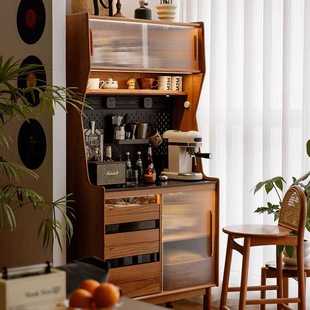 乐趣餐边柜樱桃实木日式 咖啡角茶水柜小户型储物一体靠墙高柜