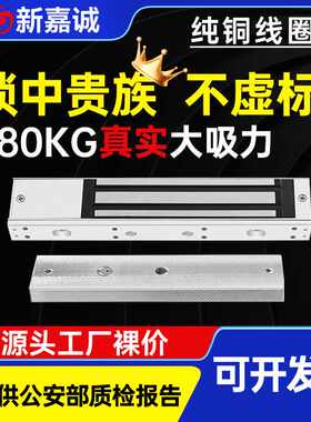 新嘉诚门禁磁力锁280KG电磁锁单门延时反馈防水12V磁吸明装电控锁