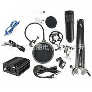 800电脑K歌话筒塑料麦夹架套装 USB电源套装 防喷网 35支架