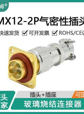 西赛姆真空箱使用玻璃烧结连接器气密性航空插头MX12-2P公母接头