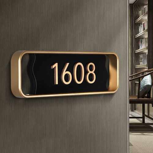 立体古铜金亚克力贴字金框门牌号高档3D数字号码牌创意标识牌制作