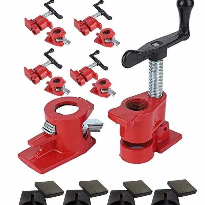 4PC管夹器带护角 重型3/4铁质50（mm）连夹器 快速木工夹 水管夹