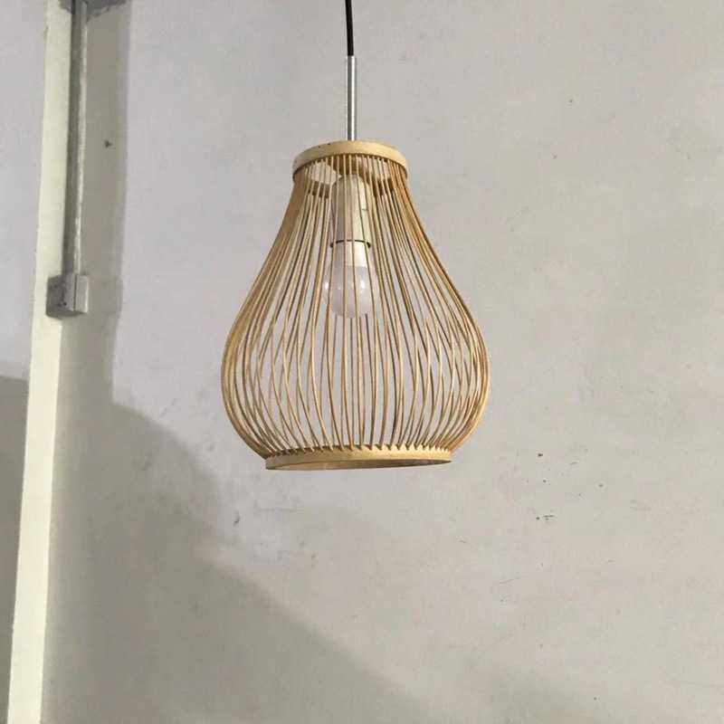 中式竹编竹艺吊灯禅意茶室餐厅灯笼田园简约手工制作竹签花瓶吊灯