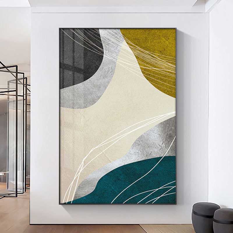 现代抽象入户玄关装饰画简约过道走廊几何挂画轻奢客厅样板间壁画