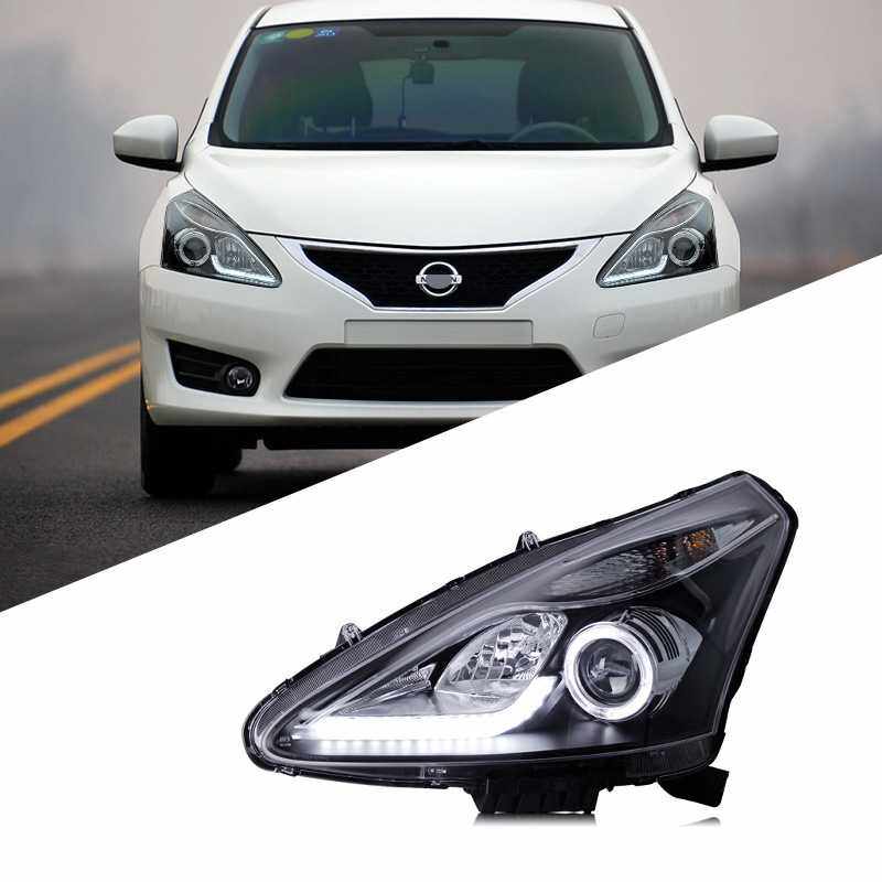 适用于11-15款新骐达大灯总成改装LED天使眼日行灯双光透镜氙