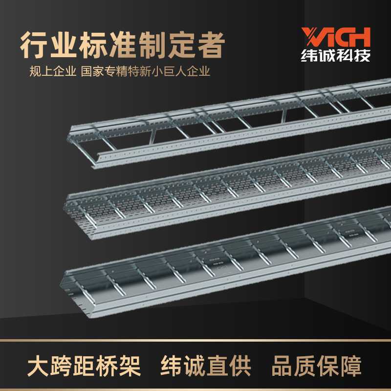 纬诚科技 大跨距桥架 金属电缆线槽冲孔槽梯式镀锌桥架