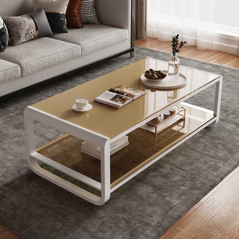 茶几客厅2024新款家用小户型双层长方形小桌子钢化玻璃北欧健之章