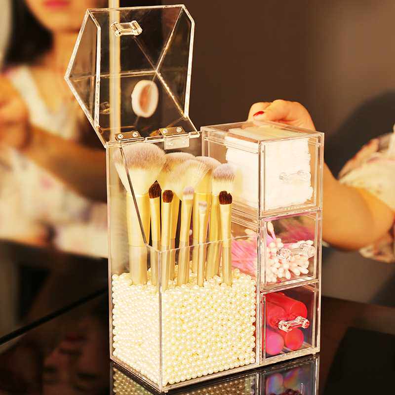 儿里凡化妆刷收纳桶防尘眉笔眼线笔美妆刷子收纳盒带卧室网红整理