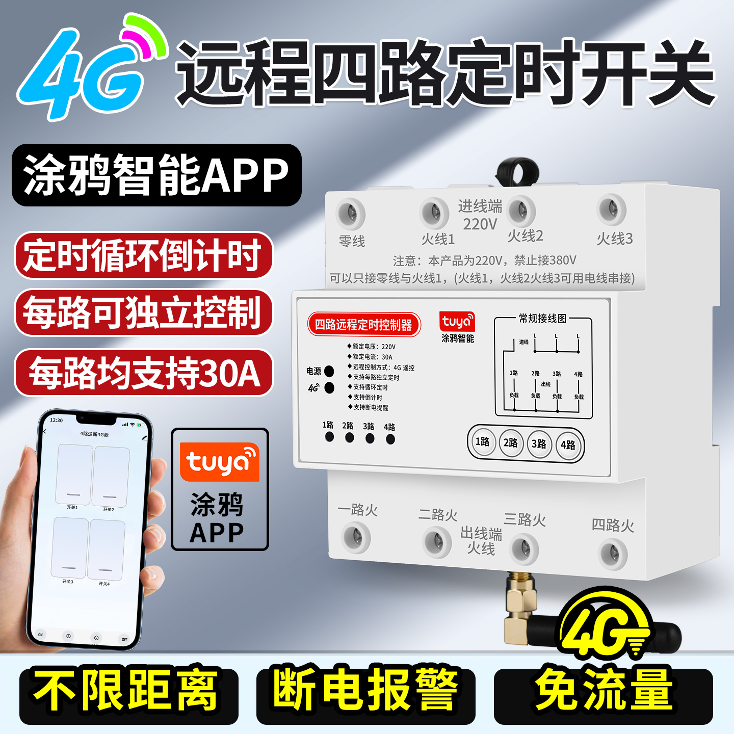 涂鸦4G多路远程控制遥控开关