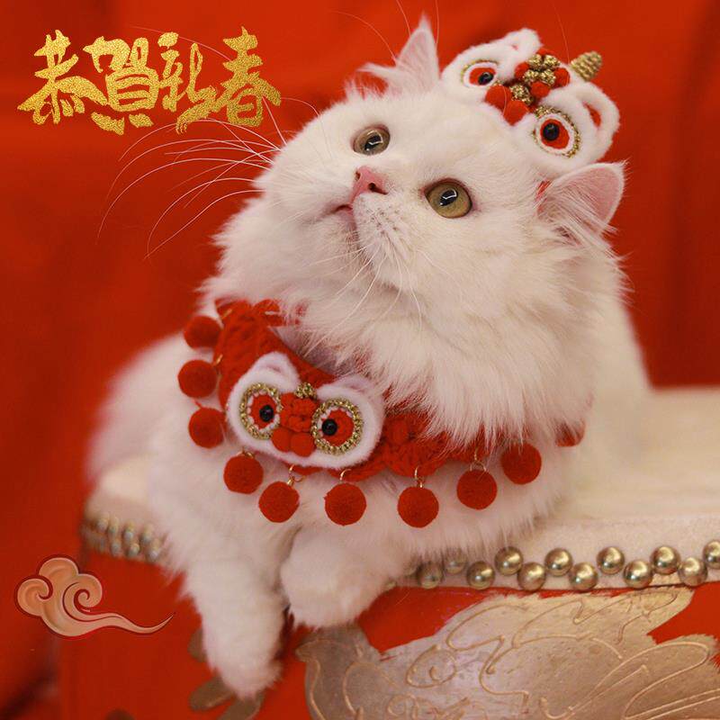 宠物猫咪项圈新年围脖圣诞节比熊泰迪雪纳瑞狗狗项圈可爱口水巾