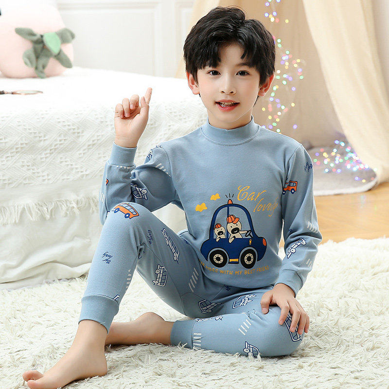 中领纯棉男童秋衣秋裤套装全棉毛衫中小孩睡衣家居服儿童内衣套装