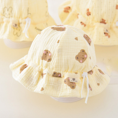 婴儿帽子女宝宝春秋款渔夫帽新生儿0到3个月胎帽可爱遮阳防晒盆帽
