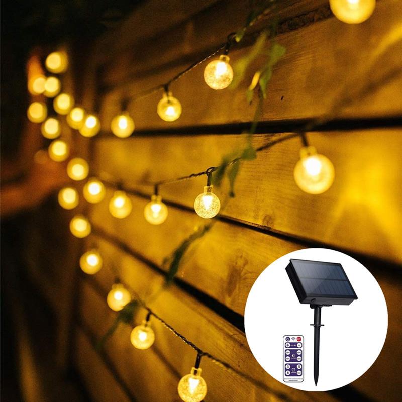 100头LED太阳能露营灯串节日彩灯装饰灯串花园户外圆球防水彩灯串