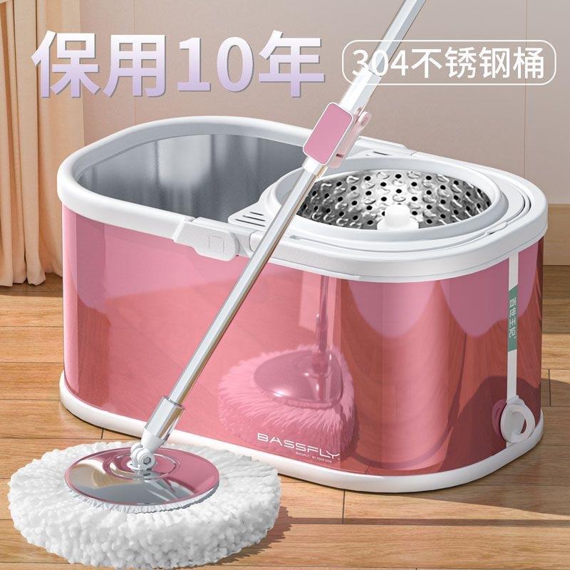 不锈钢拖把桶带轮双驱动拖把桶旋转拖把甩干墩布免洗好神拖把