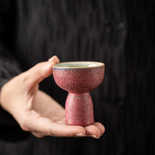 万花彩高足茶杯家用中式复古陶瓷品茗杯个人专用纯手工主人杯