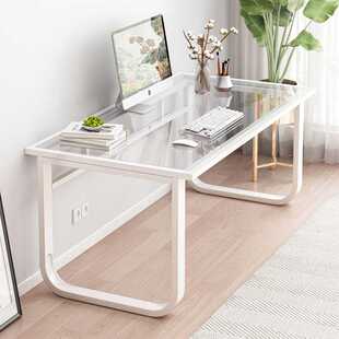 电脑桌台式 钢化玻璃办公桌简约学生书桌家用写字台桌