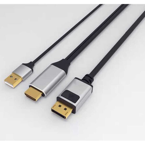 hdmi2.0转dp1.4转接线 hdmi公转大dp公+usb支持4K60HZ高清转换线