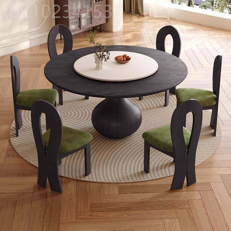 法桌式复古风圆桌转盘中古风黑色全饭实木圆形餐家用餐厅吃桌M25#,标准件/零部件/工业耗材,波纹管/金属软管/塑胶软管,淘宝优惠券,粉丝福利购,淘宝优惠卷