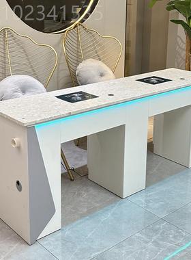 工厂简美甲桌约白色单人美甲台绣纹修工甲QLU作台甲油胶收纳一体