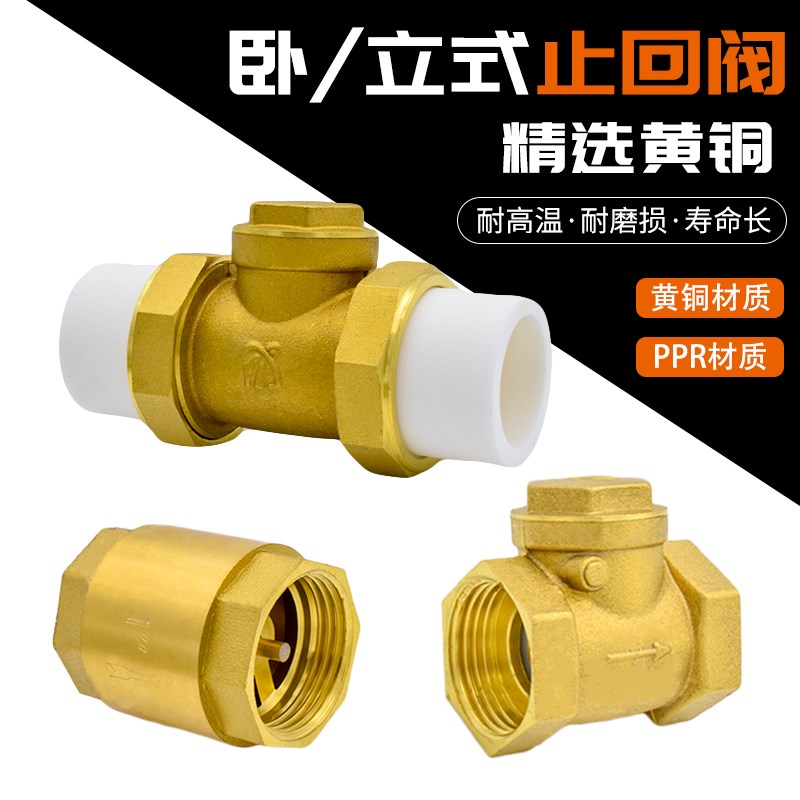 PPR止回阀铜卧式立式止回阀 单向阀逆止阀202532 PPR水管管件配件