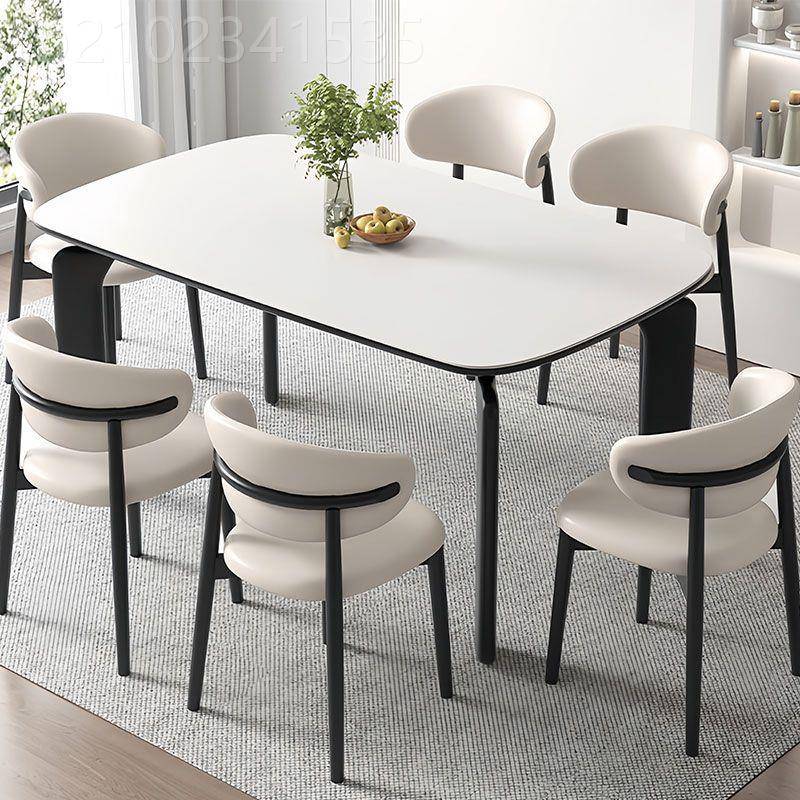 法式大象岩板家用餐桌椅户组合小型马肚腿现形代简约OUT复古实木