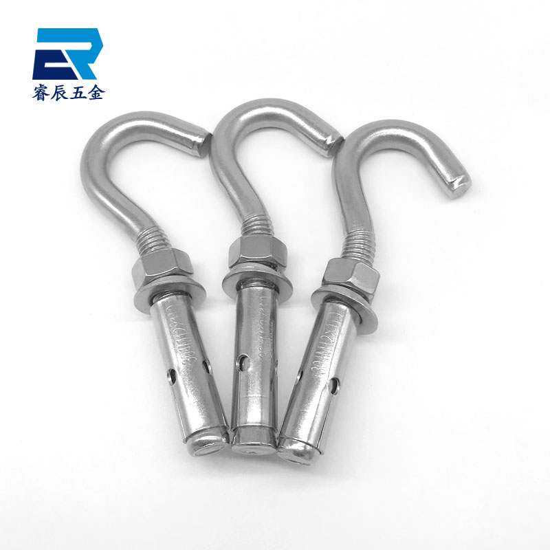 304 201不锈钢膨胀螺丝钩拉爆钩膨胀螺丝井盖挂钩吊钩M6M8M10M12