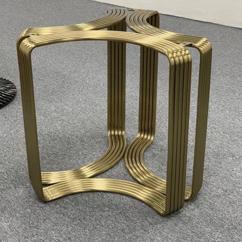 轻奢大理石圆桌腿岩板支架奢x石餐桌腿不锈钢餐台脚底座镜面支撑