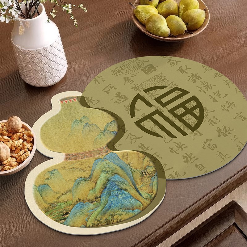 新中式吸c水茶席禅意茶台专用桌旗垫茶桌垫布长条沥水垫防水茶杯