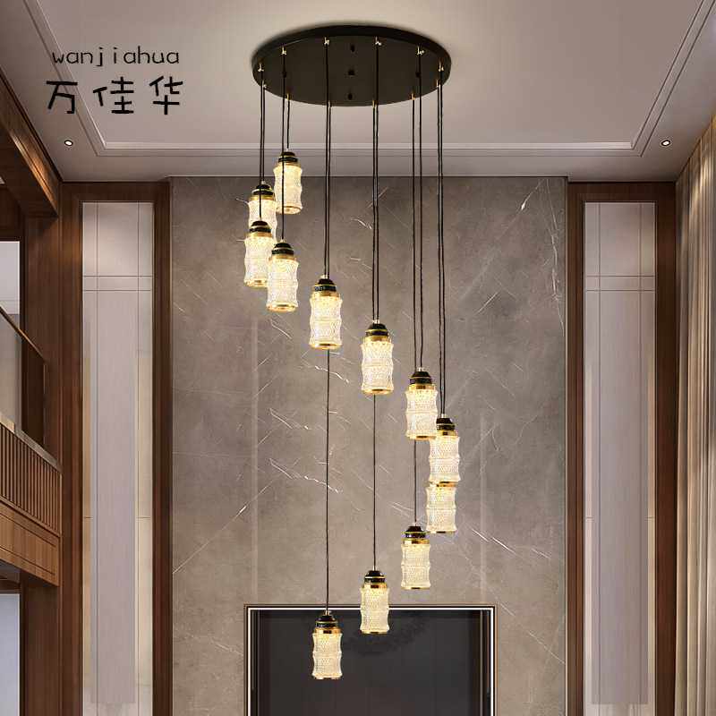 新中式吊灯复式旋转楼梯吊灯loft现代简约餐厅灯具中国风禅意灯饰