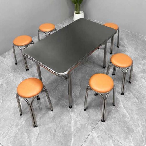 不锈钢长方形可折叠桌子吃饭家用户外加厚拉丝小餐桌60CM70*120