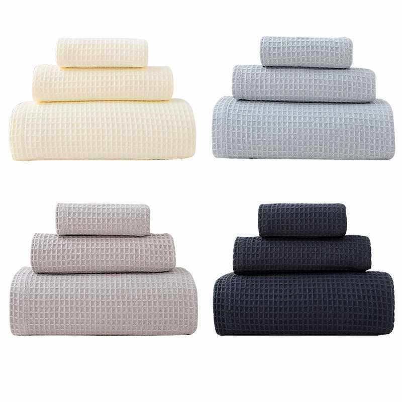 【华夫格】新品毛方浴套装外贸跨境热销棉纱布毛巾方巾浴巾三件套