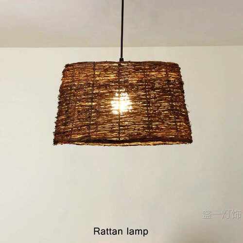 藤编吊灯藤艺鸟巢灯新中式茶室民宿灯具禅意日式装饰复古餐厅吊灯