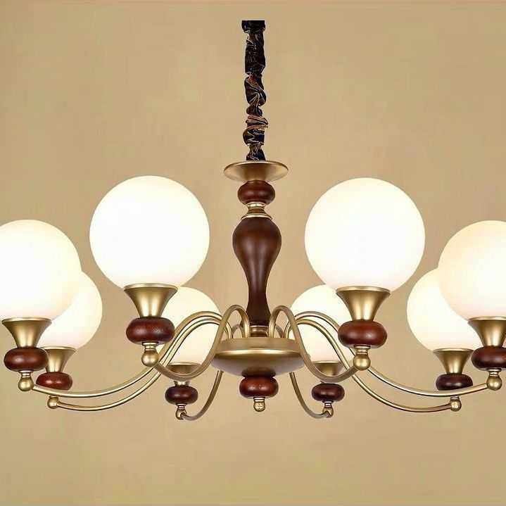 中古古风复古法式吊灯轻奢卧室餐厅南洋美式胡桃木魔豆客厅灯具