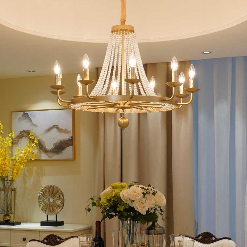 美式乡村蜡烛水晶客厅吊灯复古创意简约餐厅法式田园书房卧室灯具