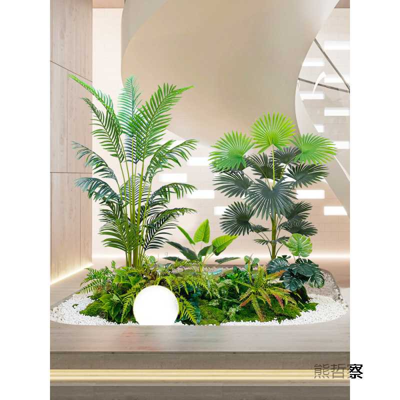 仿真绿植造景室内楼梯下阳台景观布置网红装饰组合热带仿生假植物