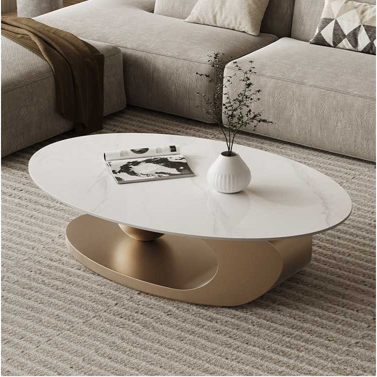 轻奢岩板茶几现代简约高级感设计椭圆形客厅家用小户型不铁艺茶几