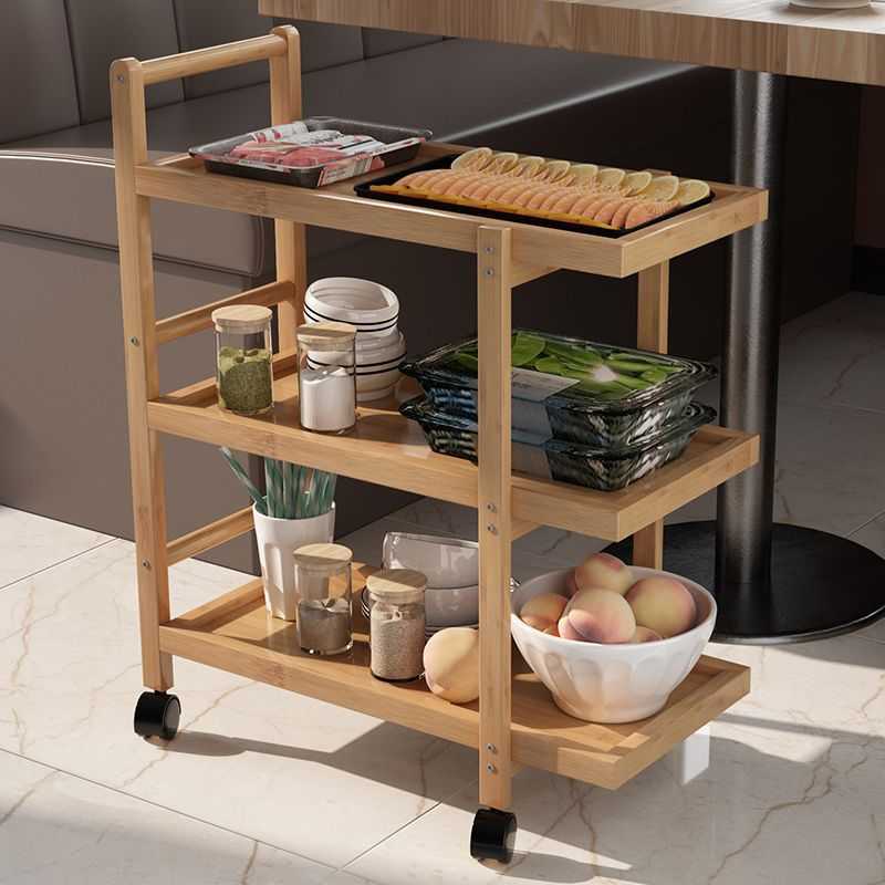 简易厨房餐车架子菜架置物架多层火锅店放菜推车移动三层落地蔬菜