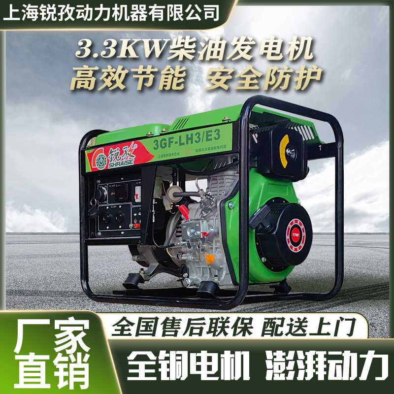 3KW柴油发电机220V单相电启动便携式小型柴油发电机组3GF-LE