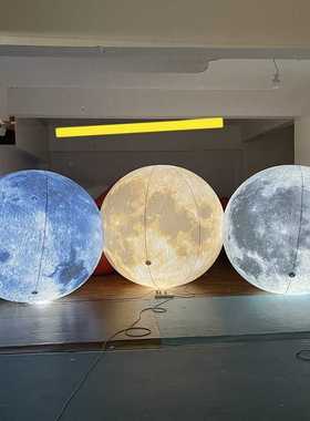 PVC星球灰色、黄色、蓝色月球气模灯光升空月球八大行星仿真模型