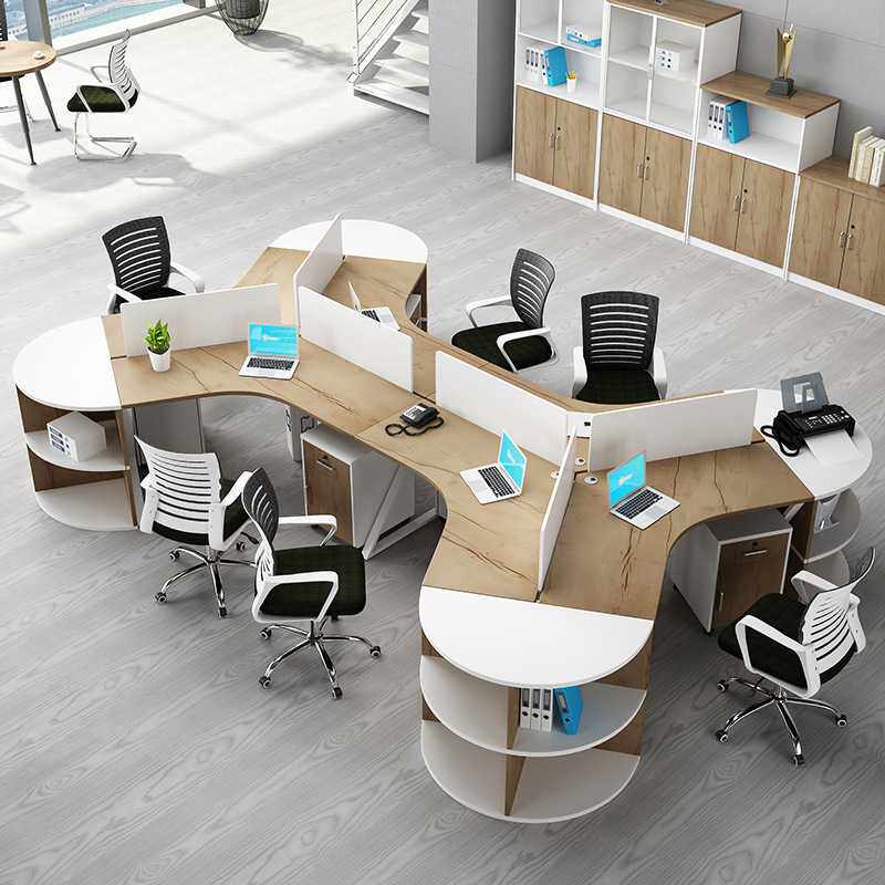 职员办公桌椅组合 简约现代办公家具3/6人位 屏风工作台员工桌子