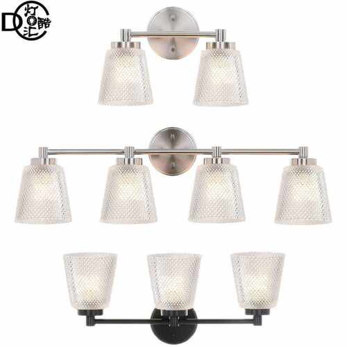 Vanity Light亚马逊跨境现代4灯玻璃罩壁灯黑色工业浴室镜前灯具